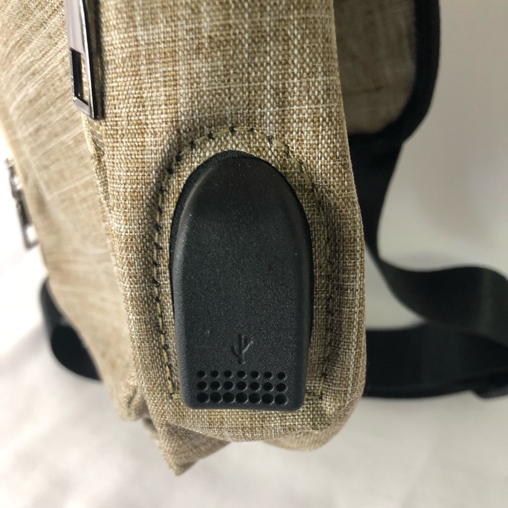 NuPouch Shoulder Sling Bag, NWOT, Tan, Charging Port - Picture 5 of 7